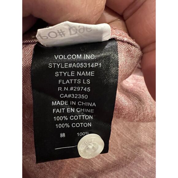 Volcom Classic Fit Mens Red Button Down Pocket Long Sleeve Shirt Size XL - Picture 7 of 9